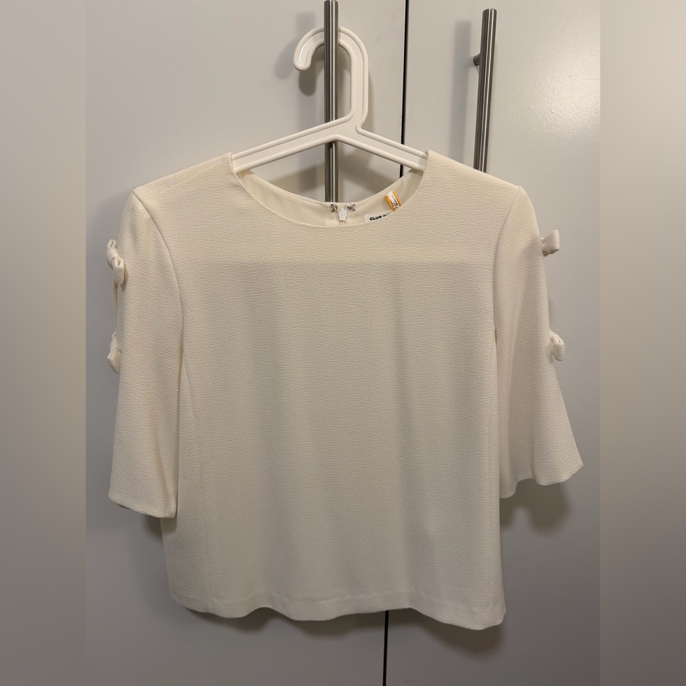Club Monaco Ivory Bow-Sleeve Blouse